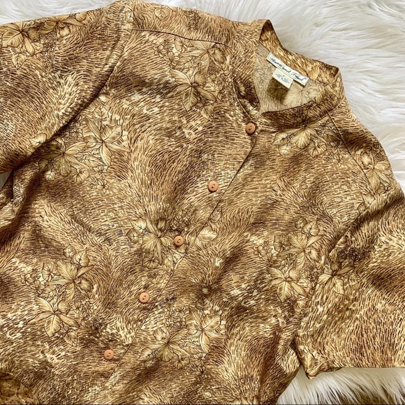 Vintage 90’s Silk Leopard Python Jungle Print Blouse Small - Picture 9 of 11